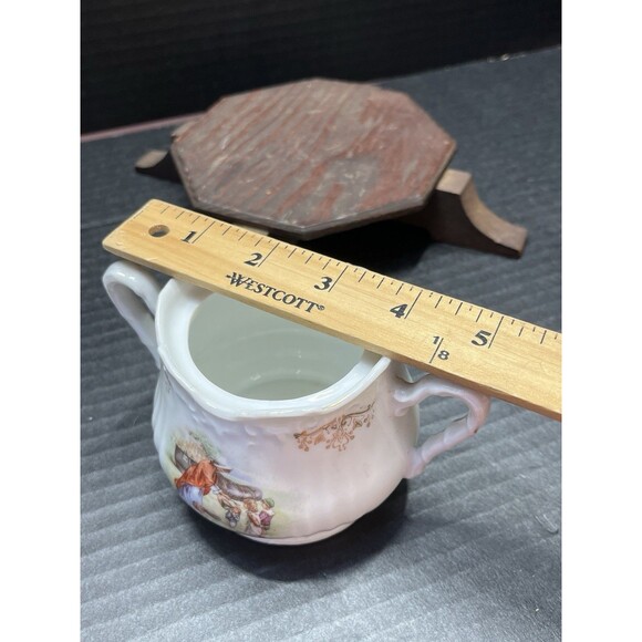 Sugar Bowl Lid Porcelain Vtg Old Women in the Shoe Cottagecore Farm Shabby Chic - Picture 14 of 14